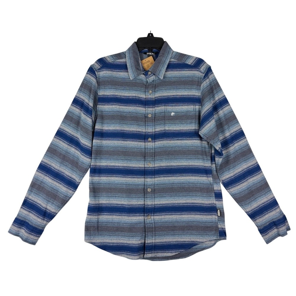 Eddie Bauer Mens Field Flannel Flex 2.0 Shirt Blue Gray Striped Size S NWT